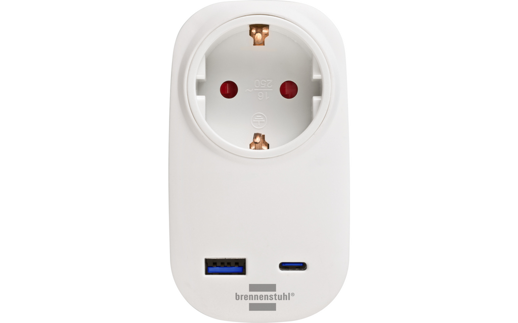 Stikkontaktadapter 230V med USB-C 20W og USB-A 18W - Brennenstuhl bakside