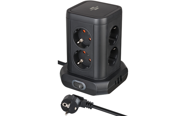 Baksiden av Stikkontakttårn 8-veis med USB-A og USB-C 3680 W - Brennenstuhl