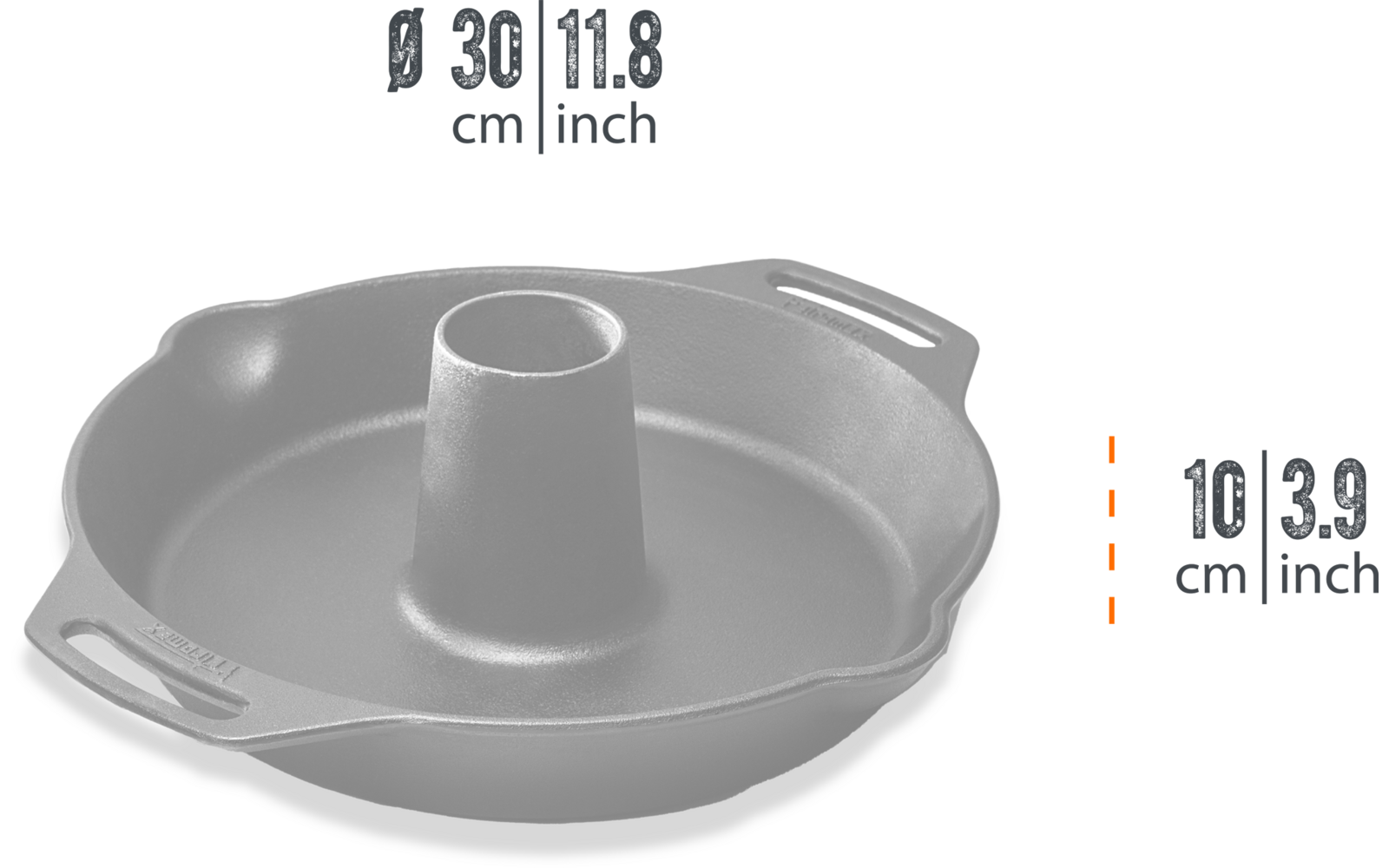 Støpejern fjærfesteker CF30 30 cm, 4,4 kg bakside