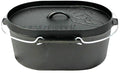 Støpejerns gryte 9L oval med flat bunn 43x31 cm - Valhal Outdoor forfra