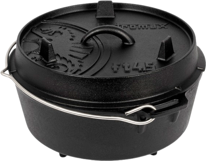 Støpejernsgryte dutch oven 3,5 liter med lokk og ben Petromax forfra