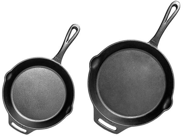 Støpejernspanne sett Ø25/30 cm svart med skaft - Petromax forfra