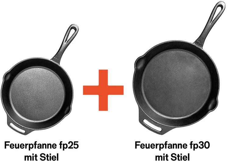 Støpejernspanne sett Ø25/30 cm svart med skaft - Petromax bakside