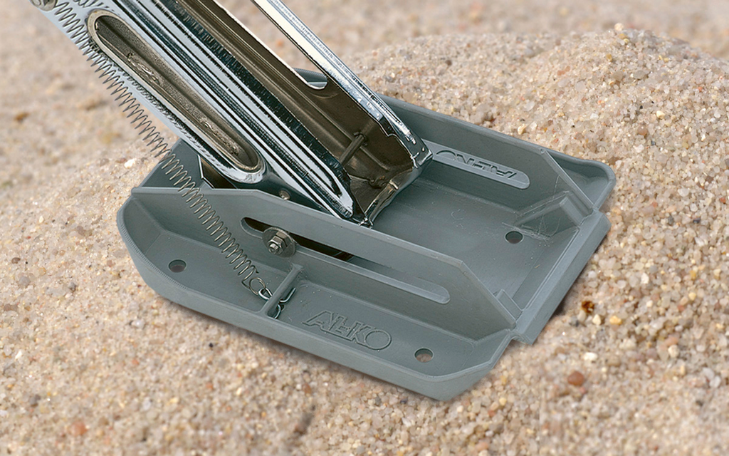 Støtteplater Big Foot 20x18 cm for campingvogn forfra