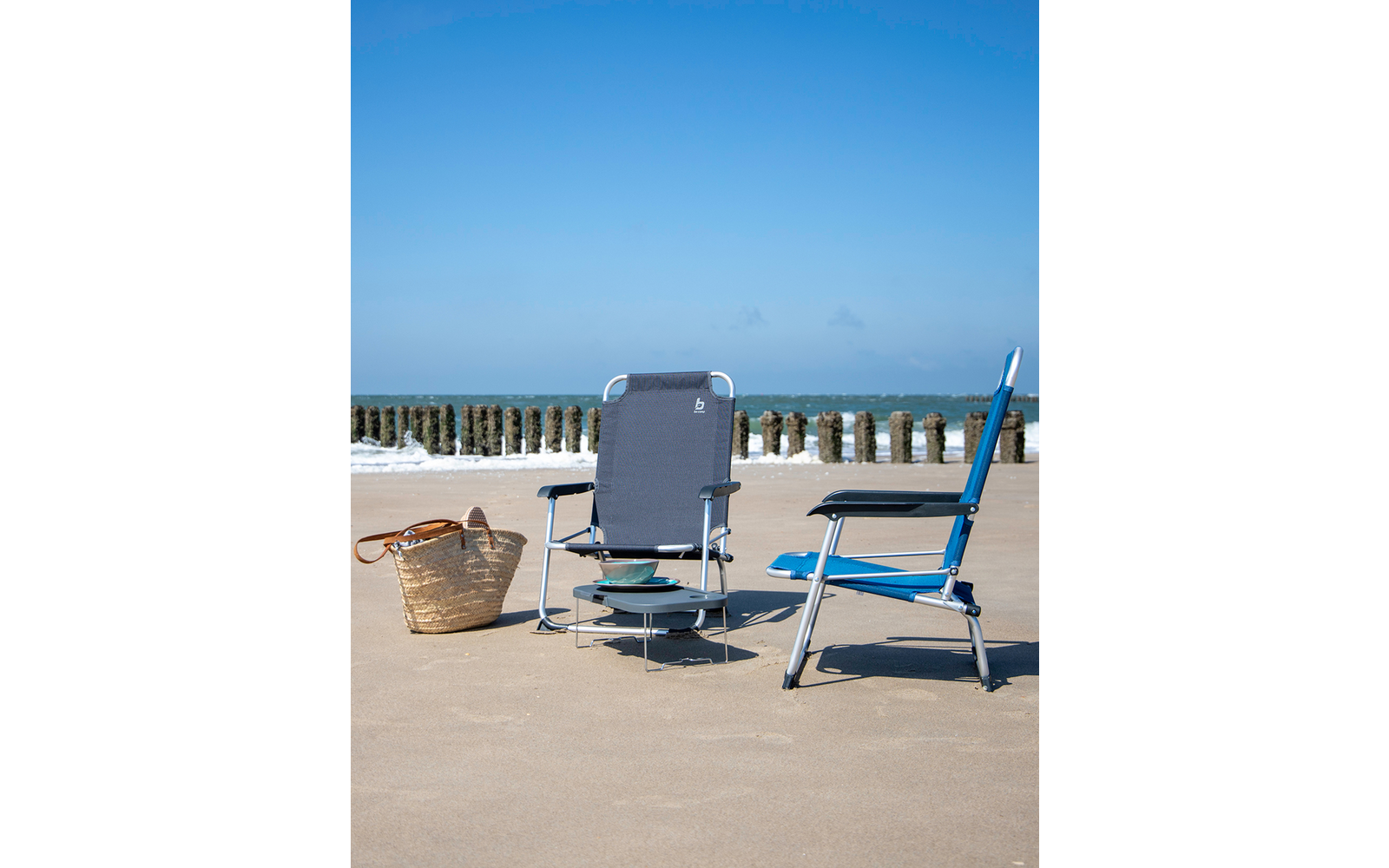 Montert Strandstol Copa Rio Graphite aluminium i sandfarge