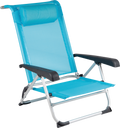 Strandstol Saint-Tropez med hodepute 8-pos. aluminium forfra