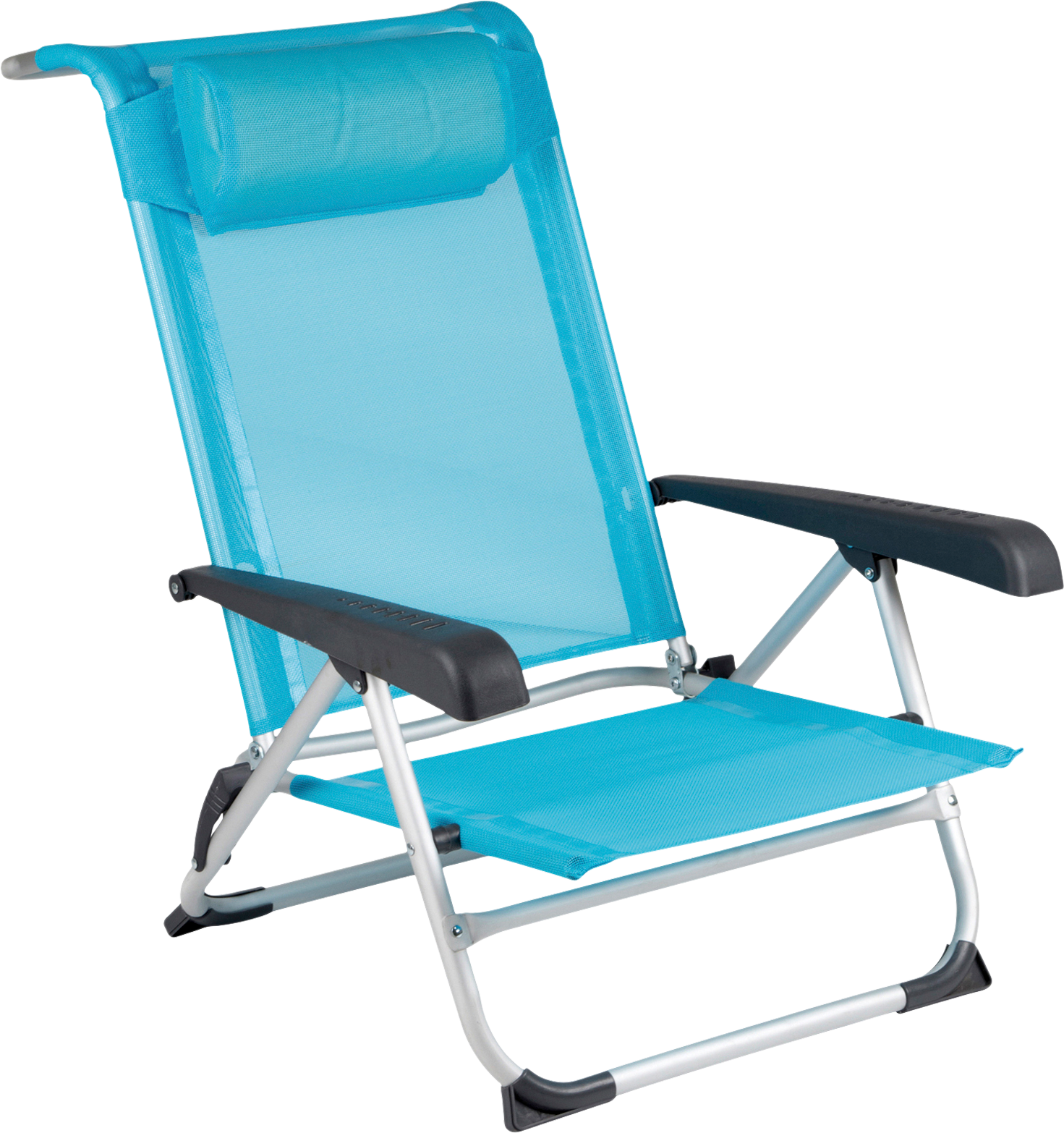 Strandstol Saint-Tropez med hodepute 8-pos. aluminium forfra