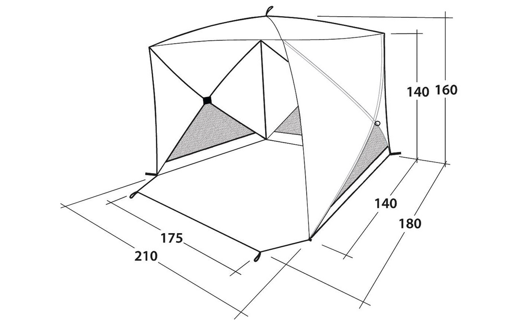 Strandtelt Beach Shelter Compton 2 for 2 personer UV 3,6 kg - Outwell, innsiden med innsydd bunn