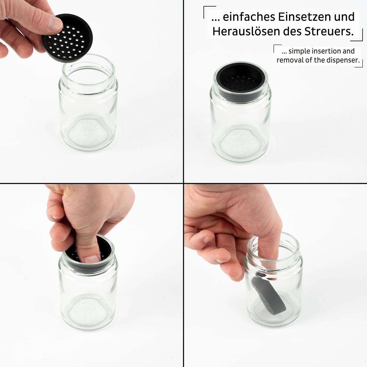 Montert Strøinnsats for 125/192 ml magnetglass svart - Silwy
