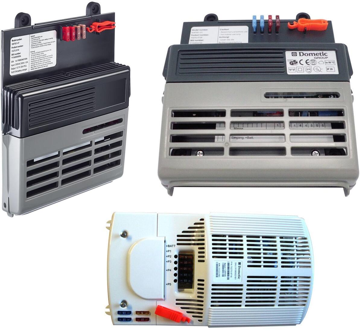 Strømforsyning 12V/230V med prioritetskrets for bobil - Dometic forfra