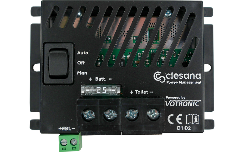 Strømstyring uten kabel for C1 tørrtoalett 12V bakside