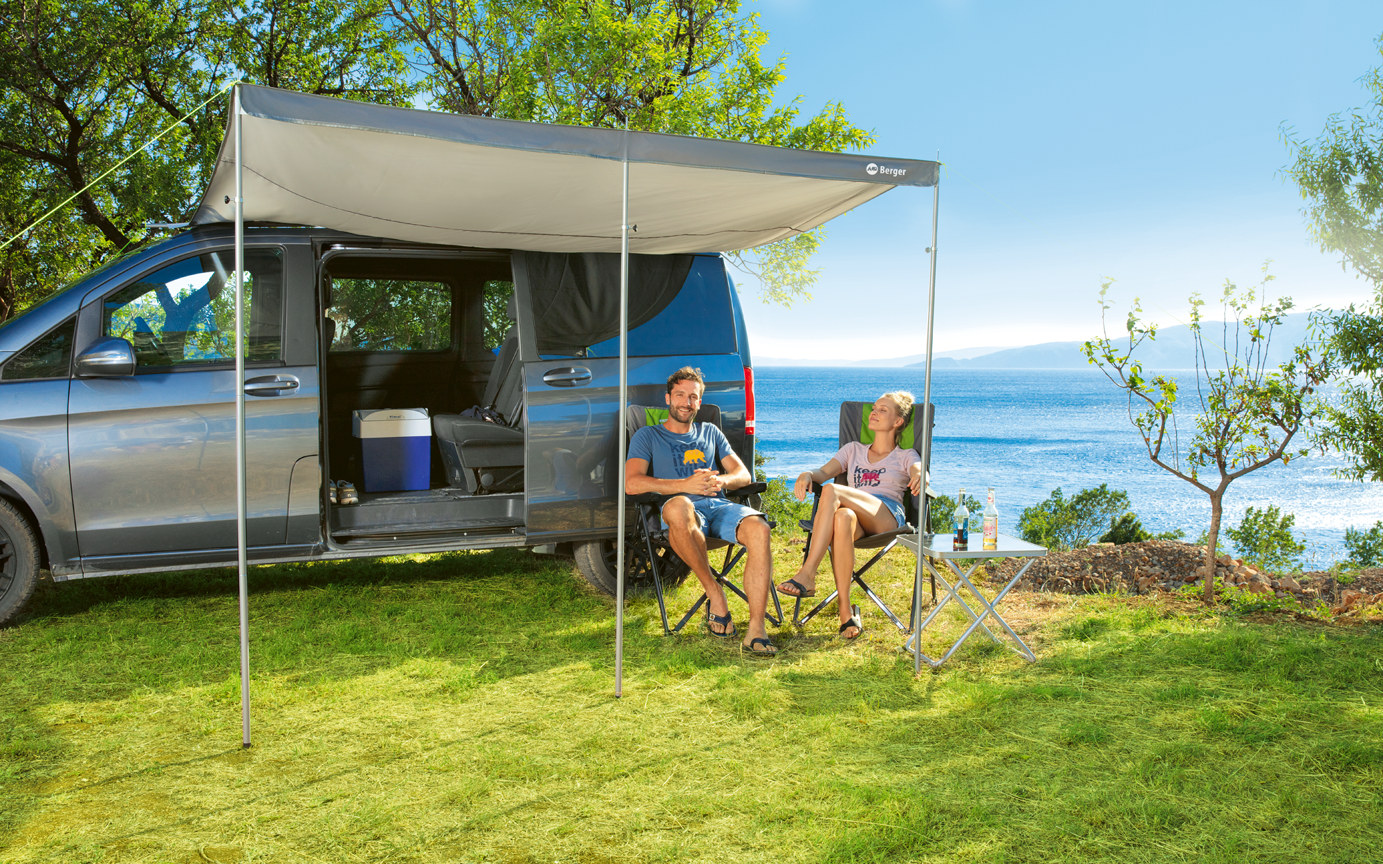 SunRoof solseil for buss og campingvogn 260x240 cm polyester forfra