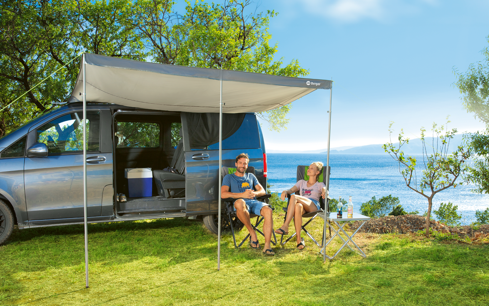 SunRoof solseil for buss og campingvogn 260x240 cm polyester bakside