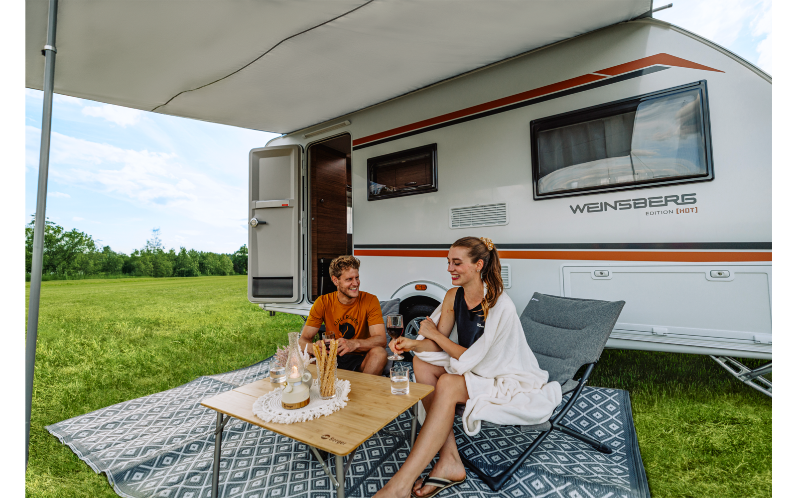 SunRoof solseil for buss og campingvogn 260x240 cm polyester detalj