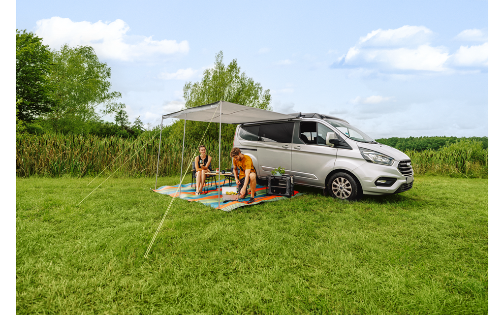 SunRoof solseil for buss og campingvogn 260x240 cm polyester stangdetalj