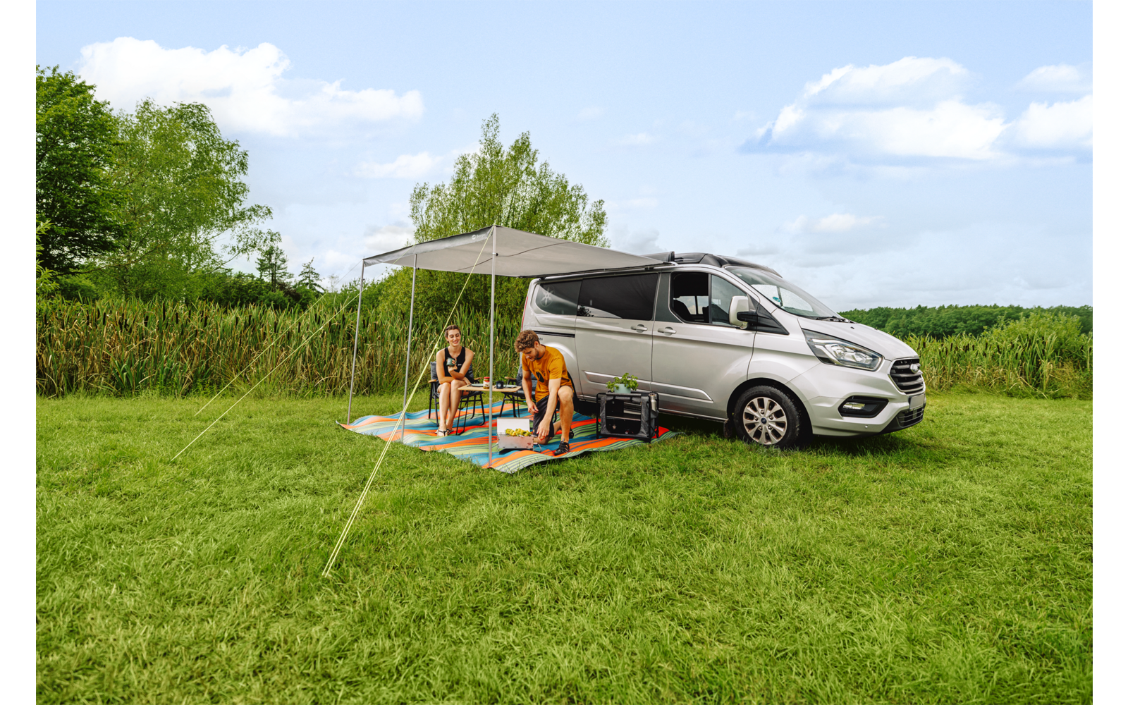 SunRoof solseil for buss og campingvogn 260x240 cm polyester stangdetalj