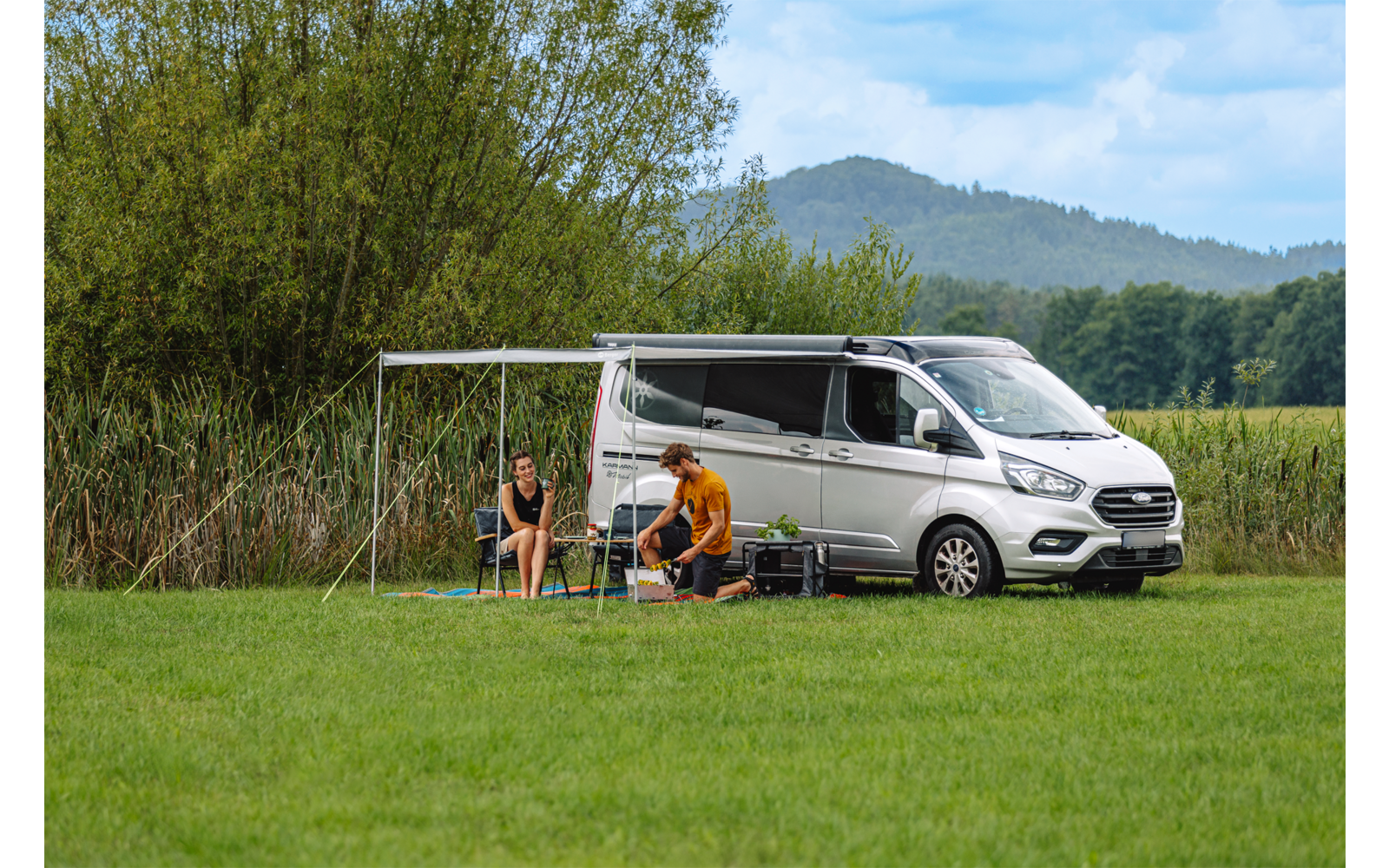 SunRoof solseil for buss og campingvogn 260x240 cm polyester oppsettstenger