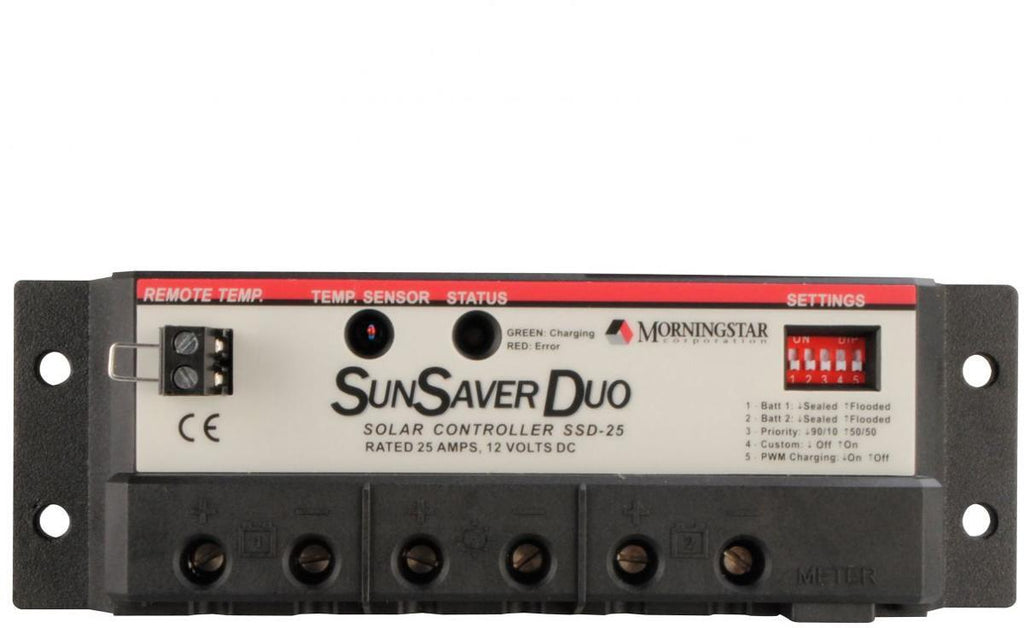 SunSaverDuo PWM laderegulator 25A 12V for to batterier bakside