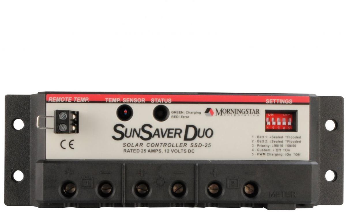 SunSaverDuo PWM laderegulator 25A 12V for to batterier bakside