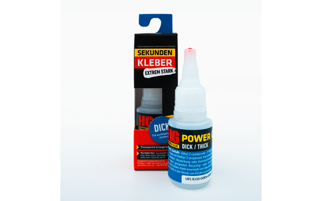 Superlim sett 2-delt tykt og flytende 2x20 g - HG Power Glue bakside