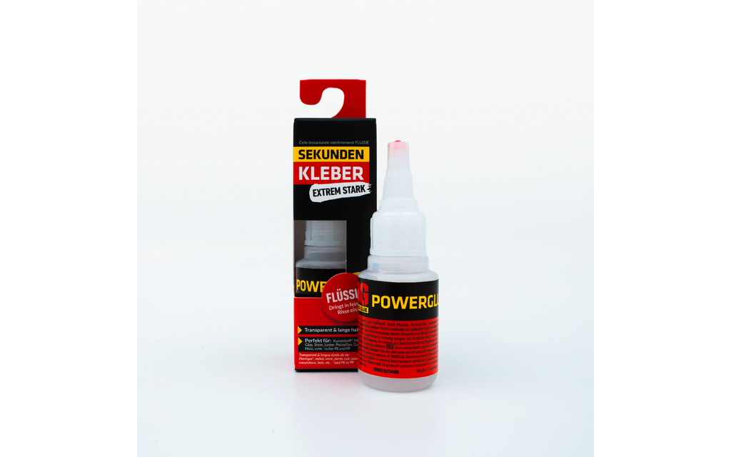 Superlim sett 2-delt tykt og flytende 2x20 g - HG Power Glue detalj av tube