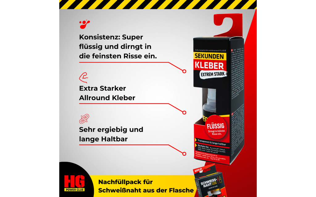 Superlim sett 2-delt tykt og flytende 2x20 g - HG Power Glue montert bruksbilde