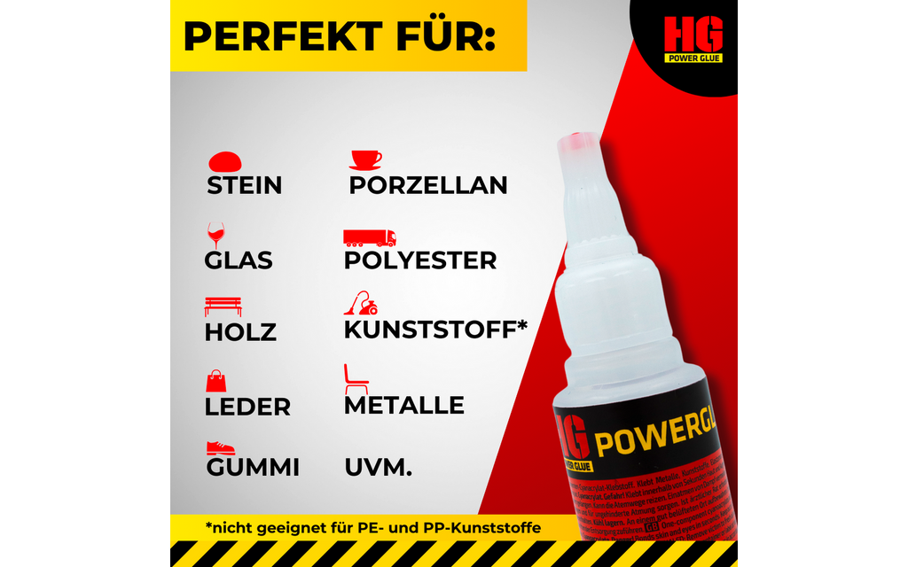 Superlim sett 2-delt tykt og flytende 2x20 g - HG Power Glue nærbilde av tekstur