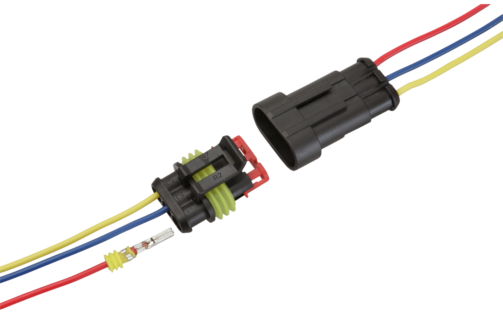 Superseal kontaktsett 1-polig vanntett for 1,5 mm² kabel detalj nærbilde