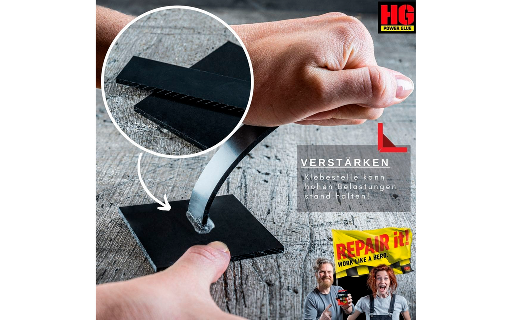 Pakning av Sveiselim reparasjonssett 2-delt lim og granulat - HG Power Glue
