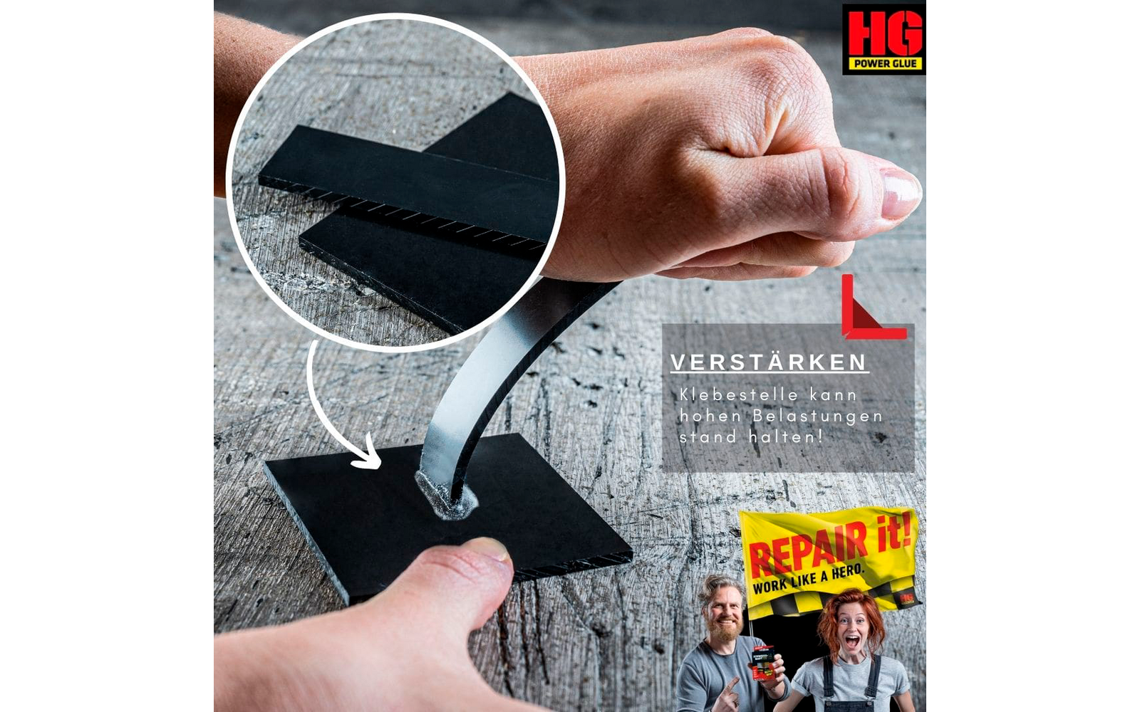 Pakning av Sveiselim reparasjonssett 2-delt lim og granulat - HG Power Glue