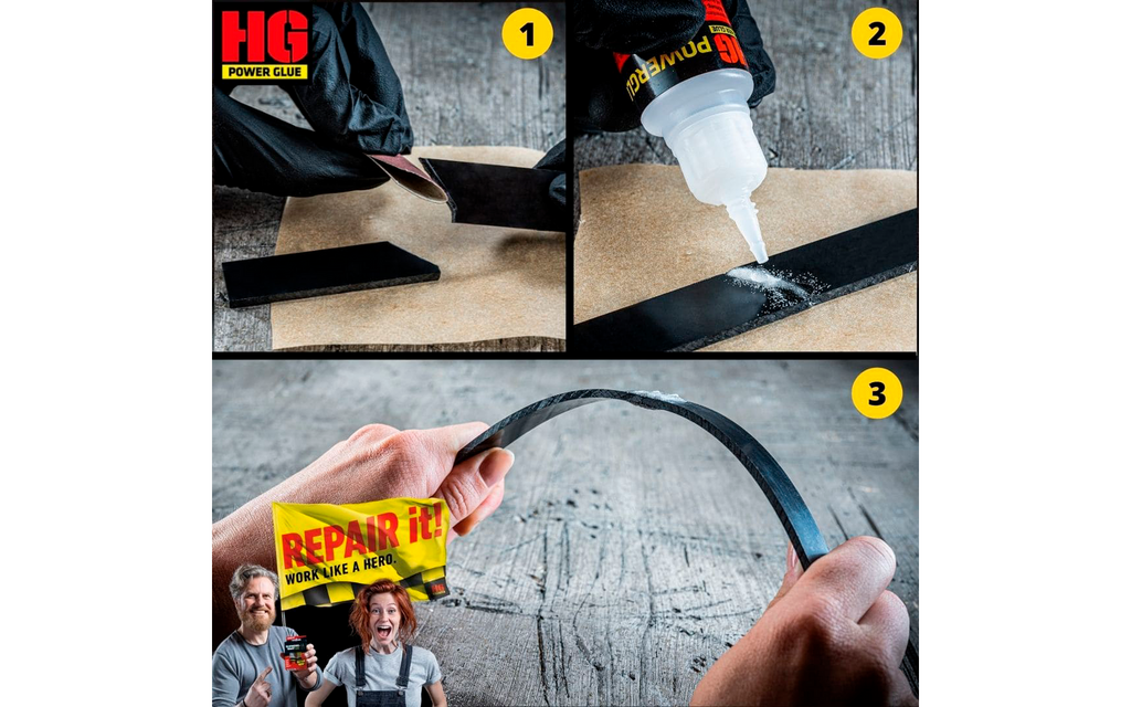 Sveiselim reparasjonssett 2-delt lim og granulat - HG Power Glue med måleinstrument