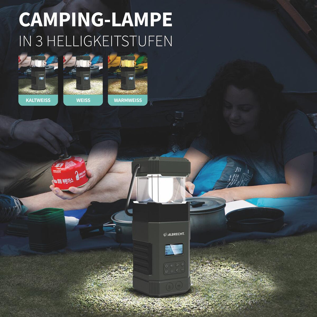 Sveiveradio DAB+ med campinglampe 80 lm bakside