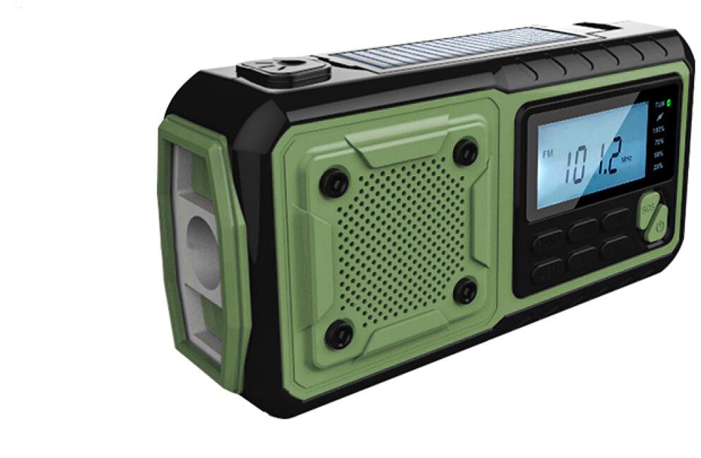 Bakside av Sveivradio AM/FM/SW med powerbank 4000 mAh og solcelle