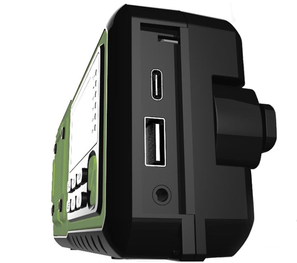 Sveivradio AM/FM/SW med powerbank 4000 mAh og solcelle montert med opphengsrem