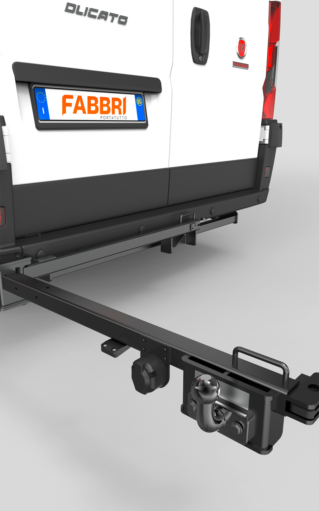 Svingadapter Mose for sykkelstativ på tilhengerfeste, Fiat Ducato - Fabbri forfra