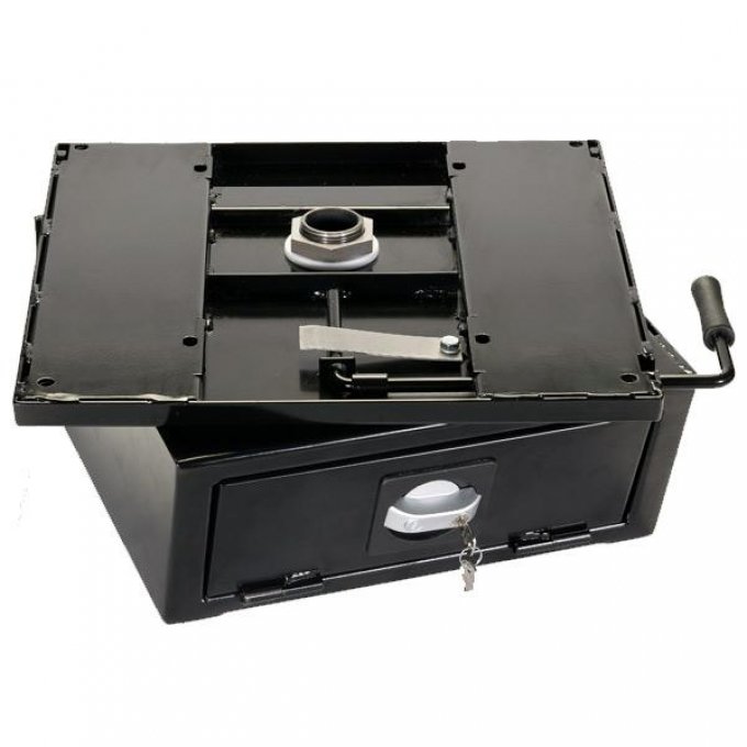 Svingkonsoll med safe for VW T4 fra 1996 originalsete montert i bil