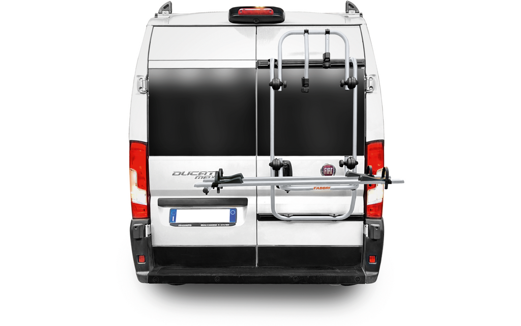 Sykkelstativ bak for 2 sykler aluminium Crafter/Sprinter svart - Fabbri montert bak varebil