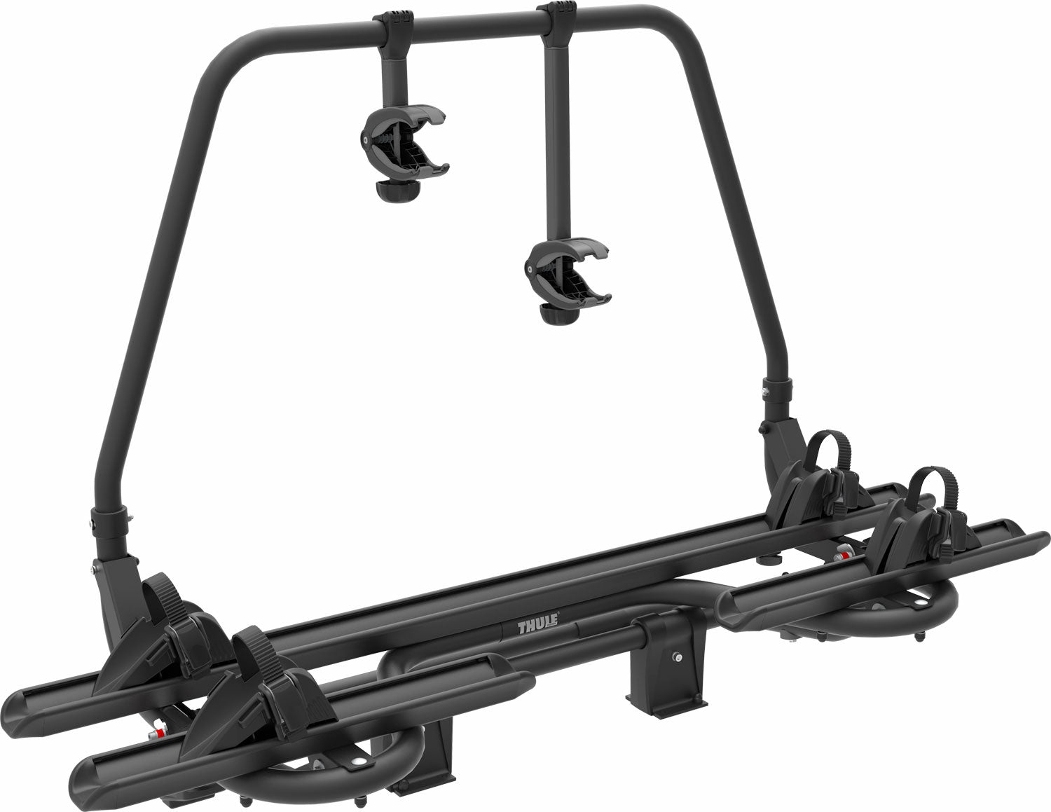 Sykkelstativ Caravan Superb XT Short for 2 sykler, 60 kg fra Thule montert på campingvogn