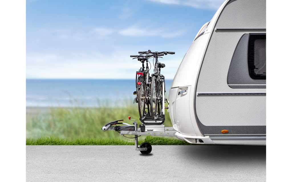 Montert Sykkelstativ for drawbar BS260 for 2 sykler, e-bike på campingvogn