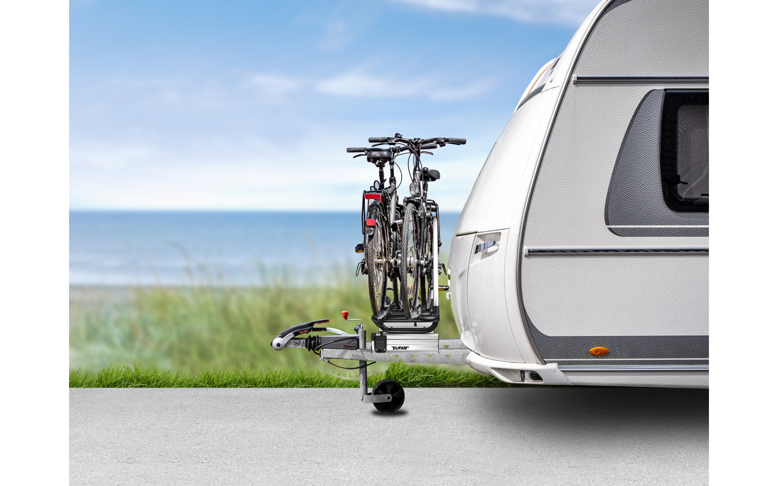 Montert Sykkelstativ for drawbar BS260 for 2 sykler, e-bike på campingvogn
