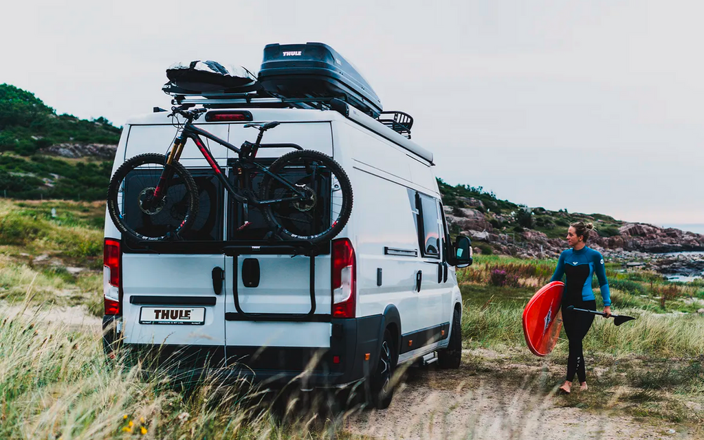 Sykkelstativ Elite Van XT for Fiat Ducato i bruk på bobil