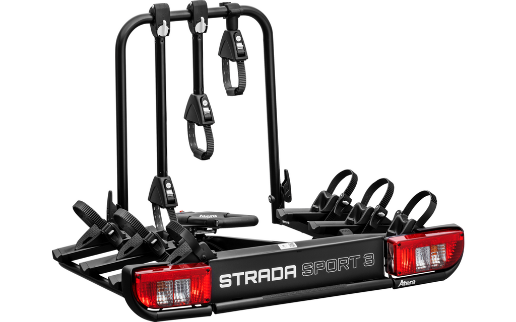Sykkelstativ Strada Sport 3 Pro bakside med monterte sykler