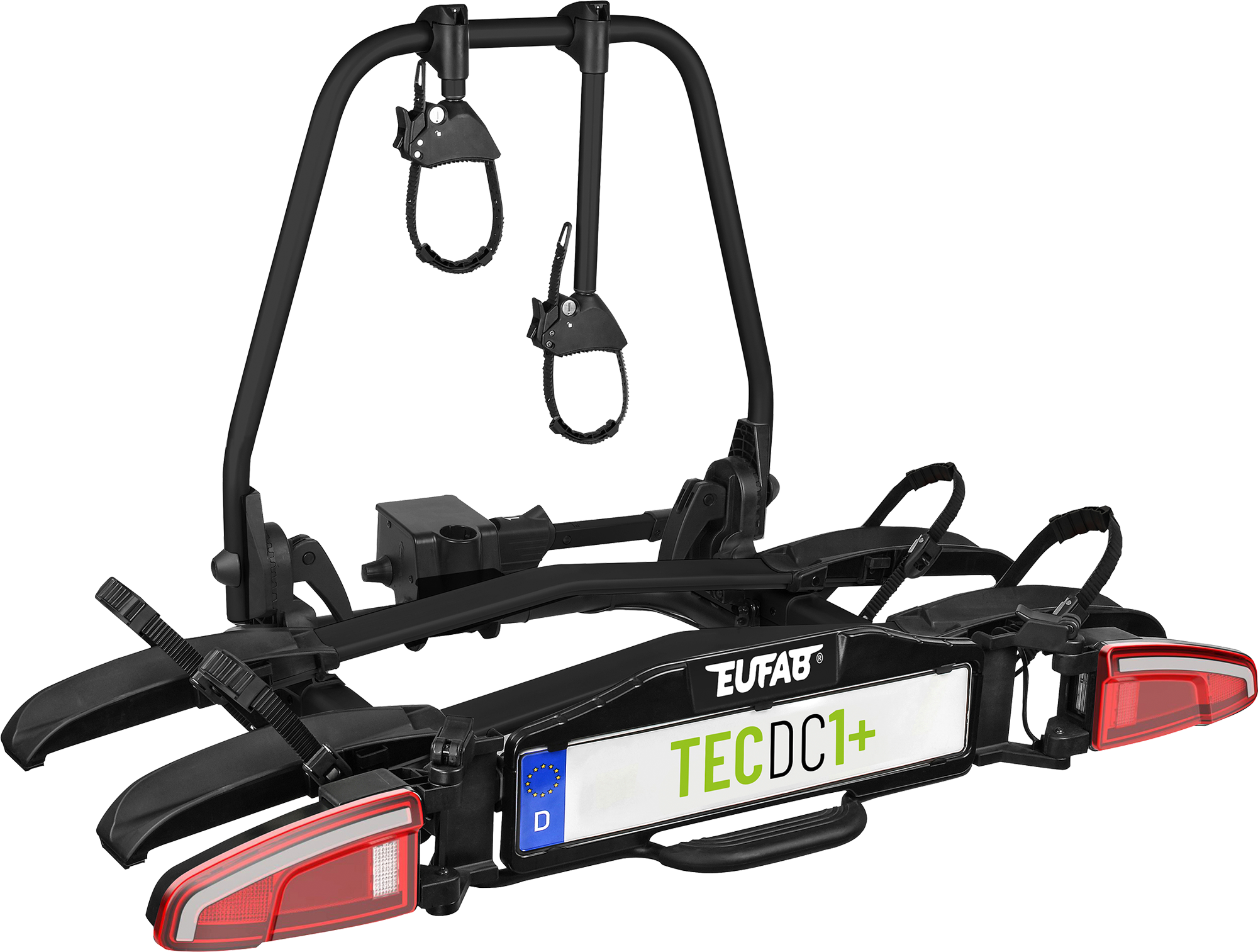 Sykkelstativ TECDC1+ forfra med to sykler