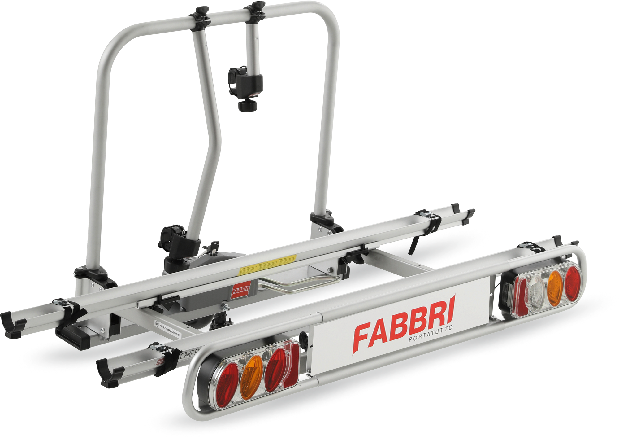 Sykkelstativ for tilhengerfeste aluminium 2 sykler 60 kg - Fabbri forfra