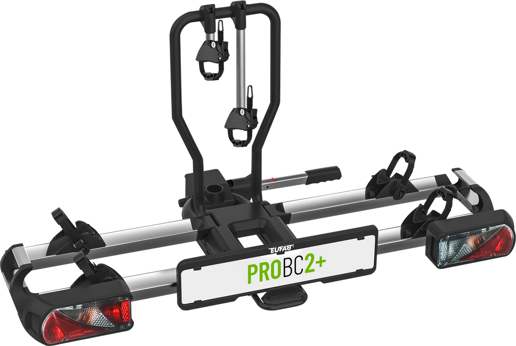 Sykkelstativ for tilhengerfeste PROBC2+ for 2 sykler, e-bike forfra