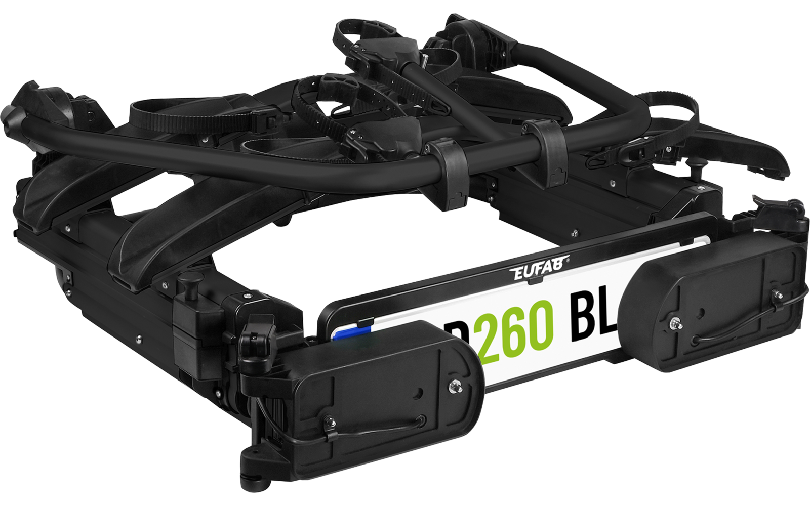 Montert sykkelstativ for tilhengerfeste SD260 for 3 sykler E-Bike svart - Eufab med sykler