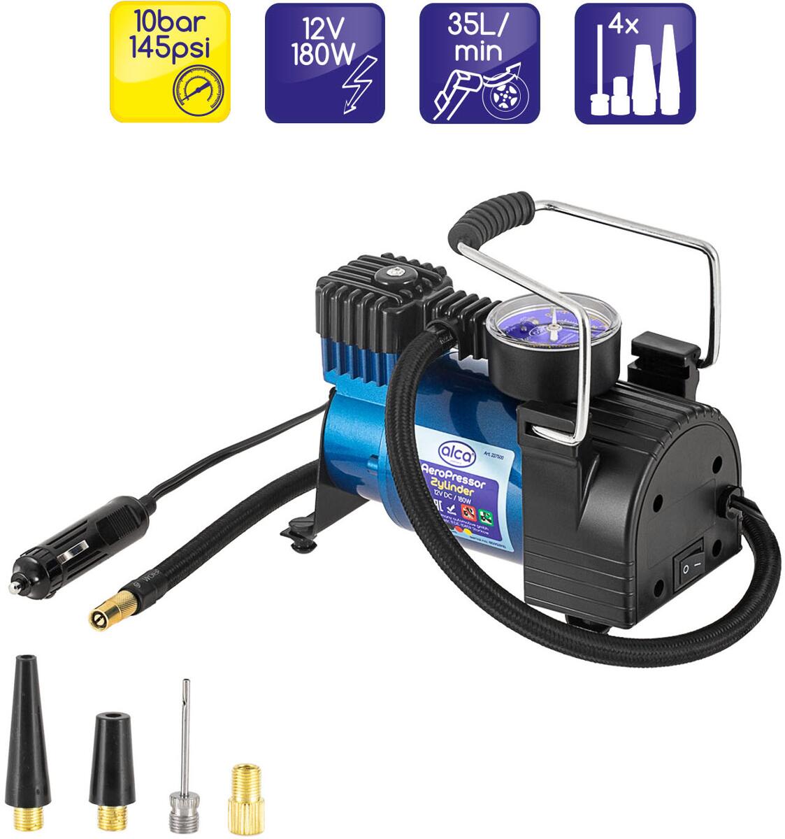 Sylinderkompressor AeroPressor 12V 180W 10 bar bakside