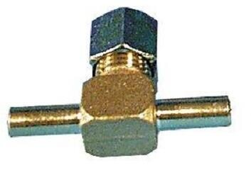 T-kobling for gassrør 10 mm for to regulatorer forfra