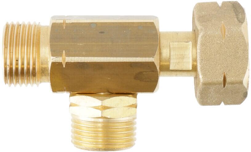 T-kobling for 2 gassflasker og regulator - Gimeg forfra