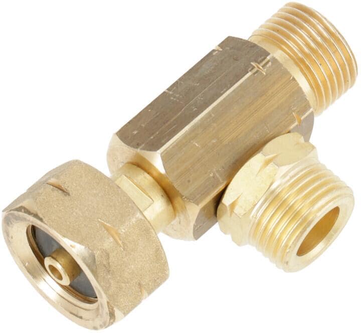T-kobling for 2 gassflasker og regulator - Gimeg detalj
